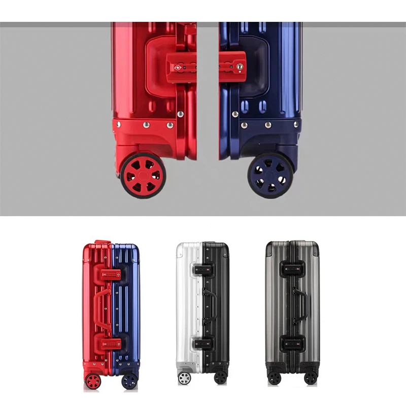 suitcase 100% Aluminum Magnesium Alloy Rolling Lage Metal Password Trolley Case 20 26 30 Inch Carry on Suitcase Trip Cabin 86xy#