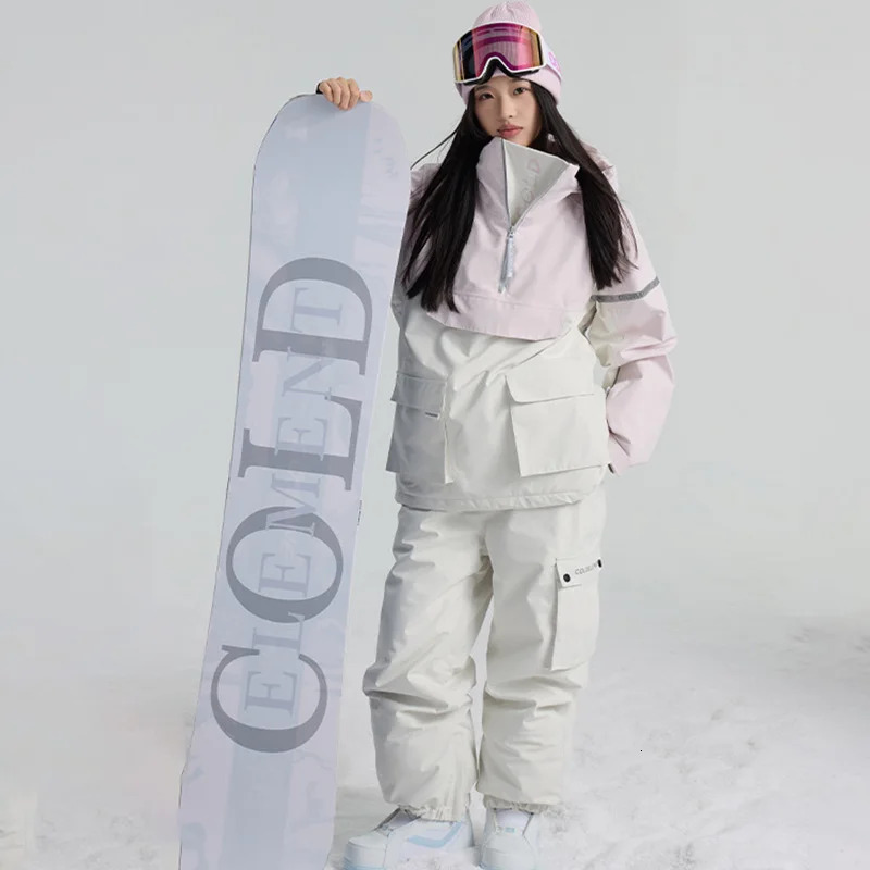 Adult Men Women Set Outdoor Snowboard Jackets Pant Winter Sports Snow Clothes Loose Waterproof Ski Hoodie Suites