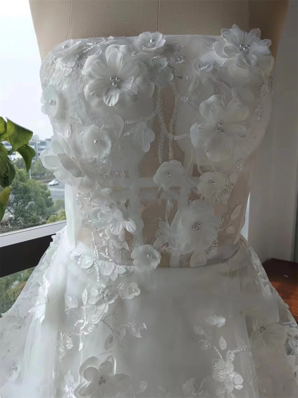 Elegant Short Wedding Dress Strapless Lace Flowers A-Line Short Bridal Party Gowns Women Sleeveless Robe de mariage Custom Made