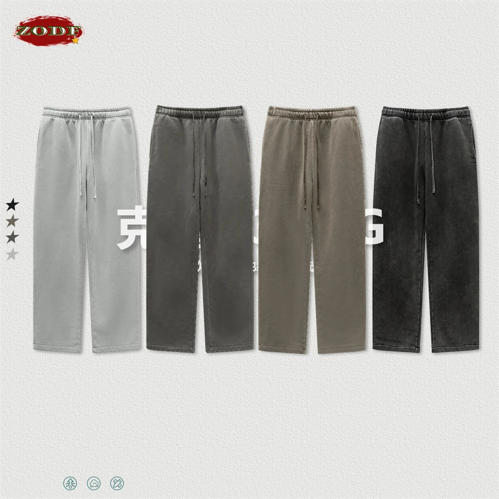 ZODF Retro Mens Winter Wash Wool Straight Pants Unisex Loose 332gsm Knitted Warm Soft Clothing HY0869 241115