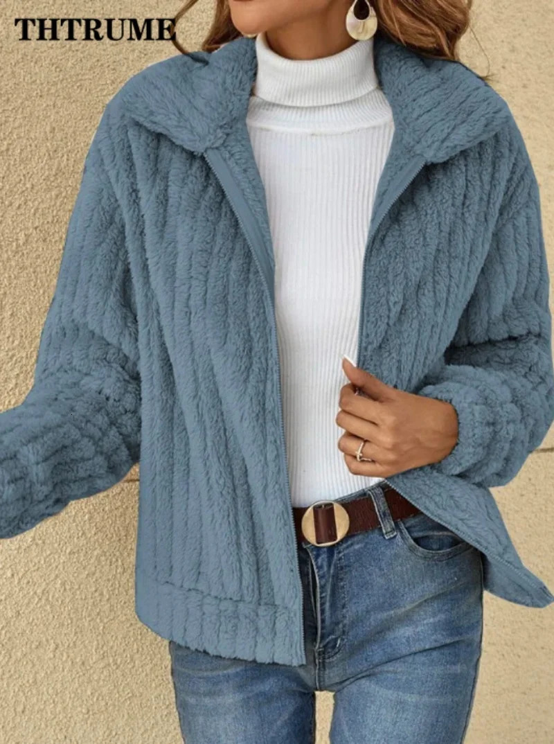 Autumn Winter Women Warm Jacket Fashion Solid Color Lapel 2024 Elegant Coats Casual Communte Holiday Outerwears Lady Jackets 241115