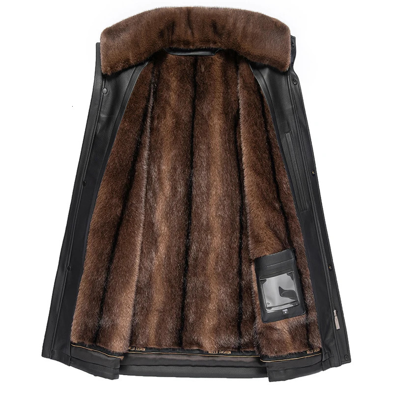 YN2398 natural leather pie overcomes mens winter mink collardetachable lining highend jacket windproof and warm 241115