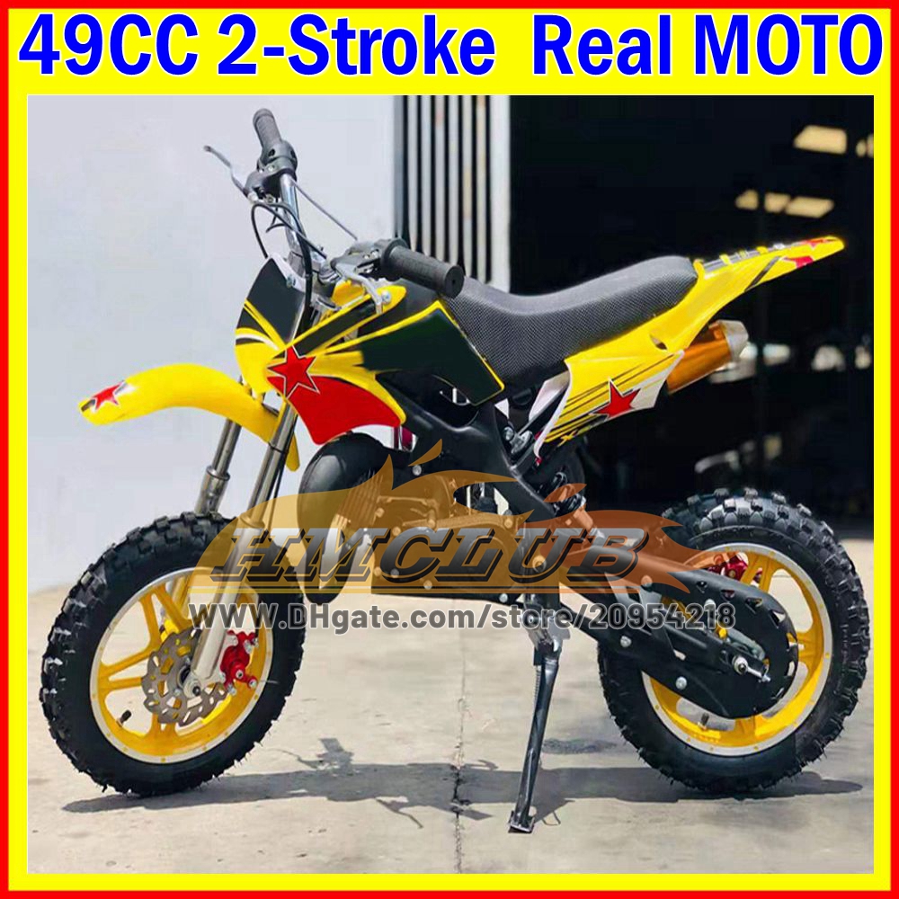 16Colors Real 49/50CC Dirt Bike Mini Motorbike Small Buggy 2 Stroke Mountain Gasoline Scooter Off-road Superbike Moto Child Racing Motorcycle Boy Girl