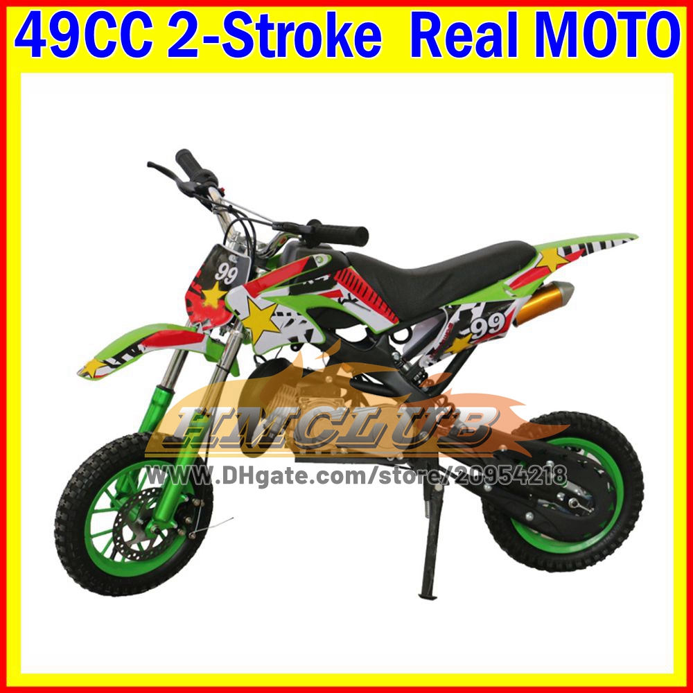 16Colors Real Mini Motorcycle 2 Stroke 49 50 CC Dirt Bike Off-road Real Superbike Moto Gasoline Power Racing Autocycle Small Motorbike Scooter Boy Gir