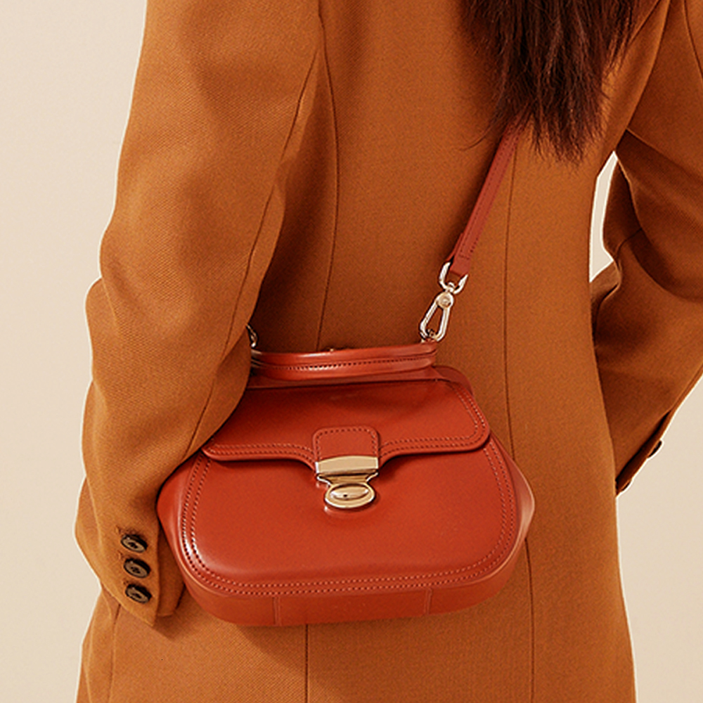 Niche Design Women's Bags Top Handle Genuine Leather Crossbody Hand Bag With Clip dddmymoon