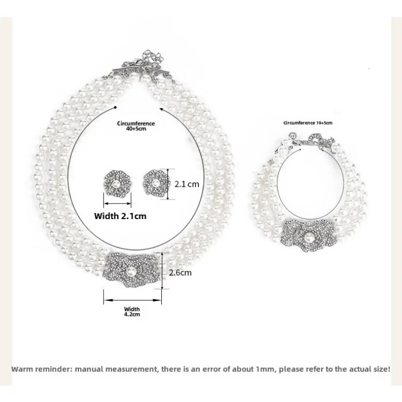 Freshwater Pearl Water Diamond Womens Necklace Earrings Bracelet 3-Piece er Wedding Charm Girl Jewelry Set 241115