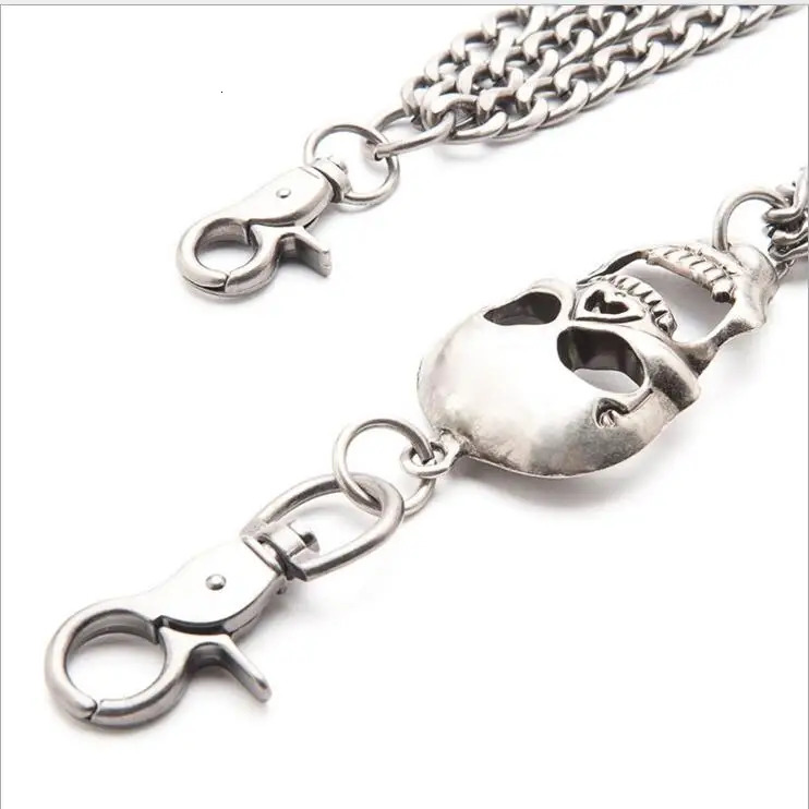 High quality mens jewelry heavy-duty skeleton waist bicycle wallet keychain rock punk Trouser hip-hop leather pants jeans 241115