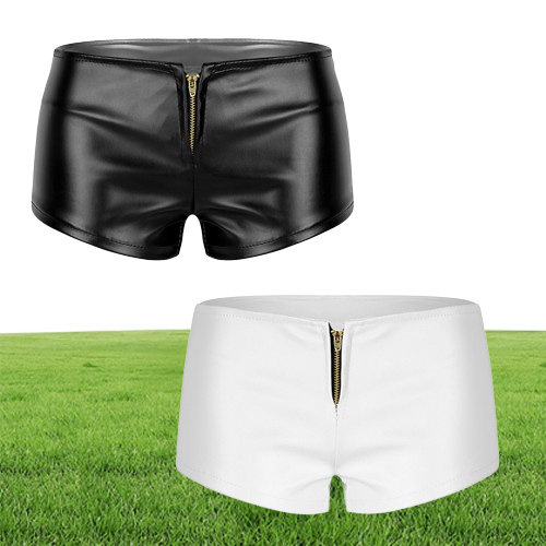 Faux Leather Shorts Women pants Front Zipper White Black Low Waist Shorts Female Sexy Bandage Mini Women Shorts Buttoms Y2006232000731