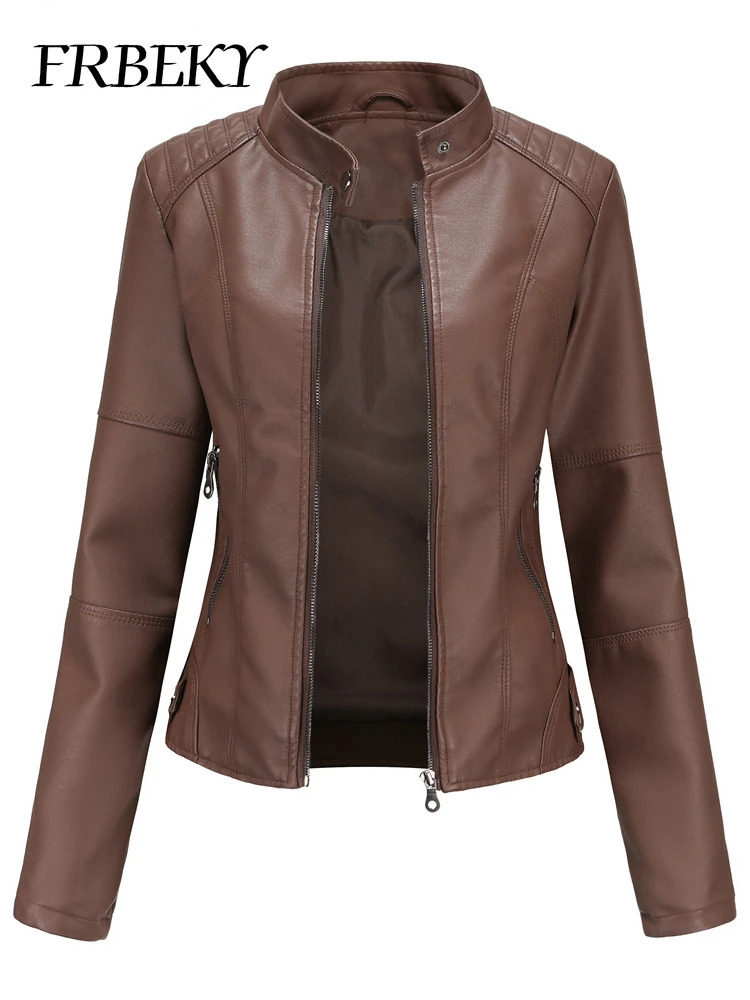 Jackets for Women Autumn Winter Casual Leather Jacket Fashion Long Sleeved Biker Coat Streetwear Woman Clothing Chaquetas 241115