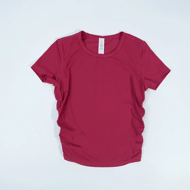 Active Shirts Ribbed Tight Shirt Sexy Waist Shaping Short Sleeve Cropped Top Women Gym T-shirt Breathable Yoga Clothes For Summer