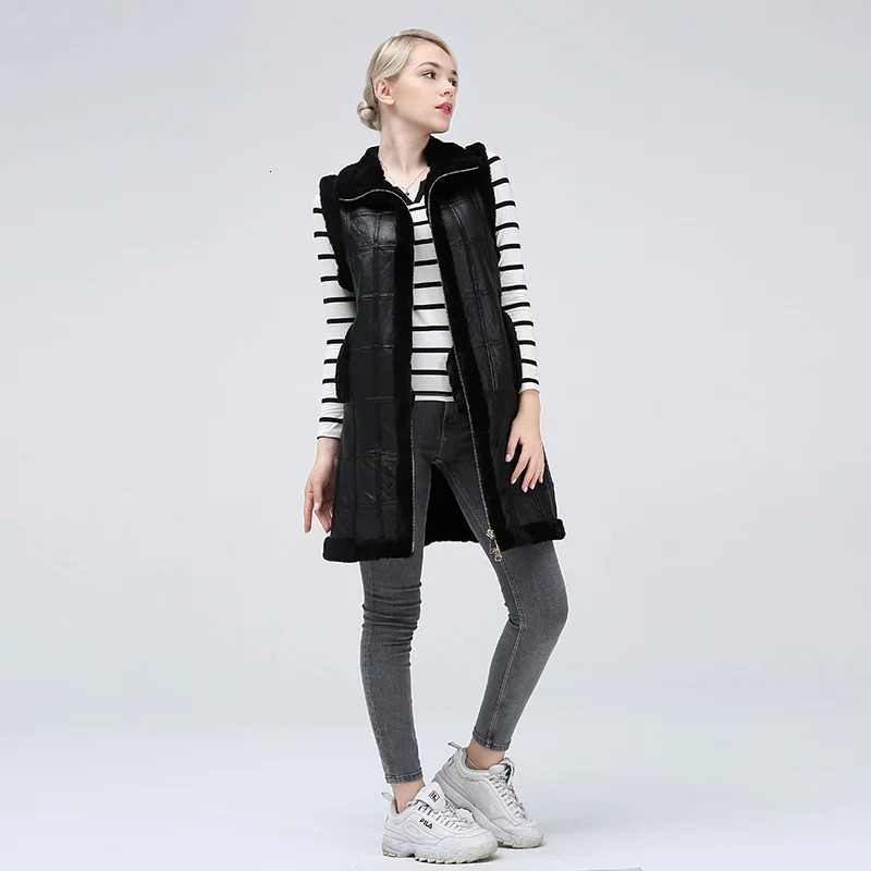 Sheep Shearing Winter Clothing Women Coat Stitching Medium Length Coats Fur Keep Warm Waistcoat Jacket 241115