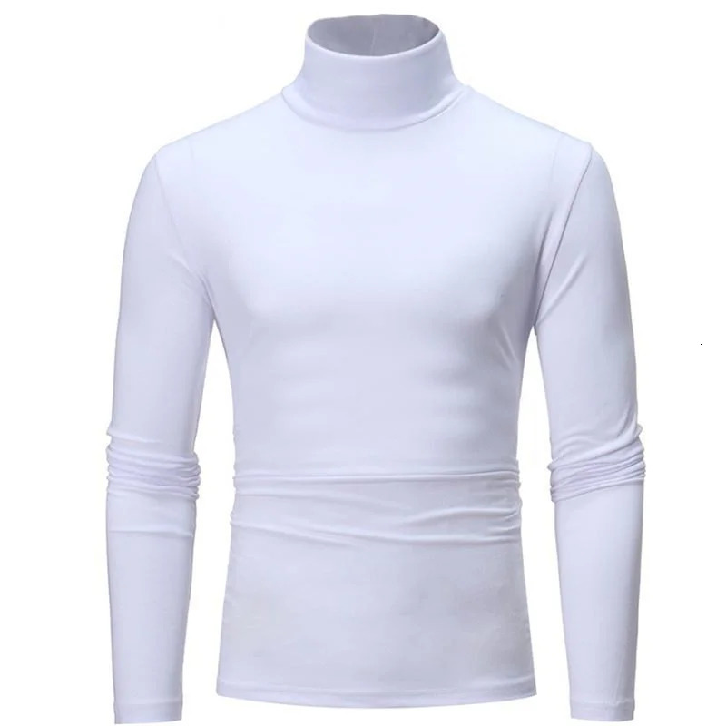 Winter Warm Half High Collar Fashion Thermal Underwear Men Mock Neck Basic Plain T-shirt Blouse Pullover Long Sleeve Top Fashion 240409