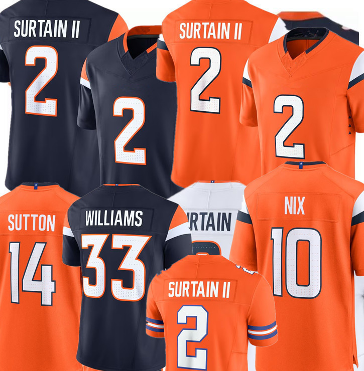 broncos Jersey Bo Nix Patrick Surtain II Courtland Sutton Riley Moss Quinn Meinerz Javonte Williams Zach Allen Marvin Mims Jr Jaleel McLaughlin Football Jerseys