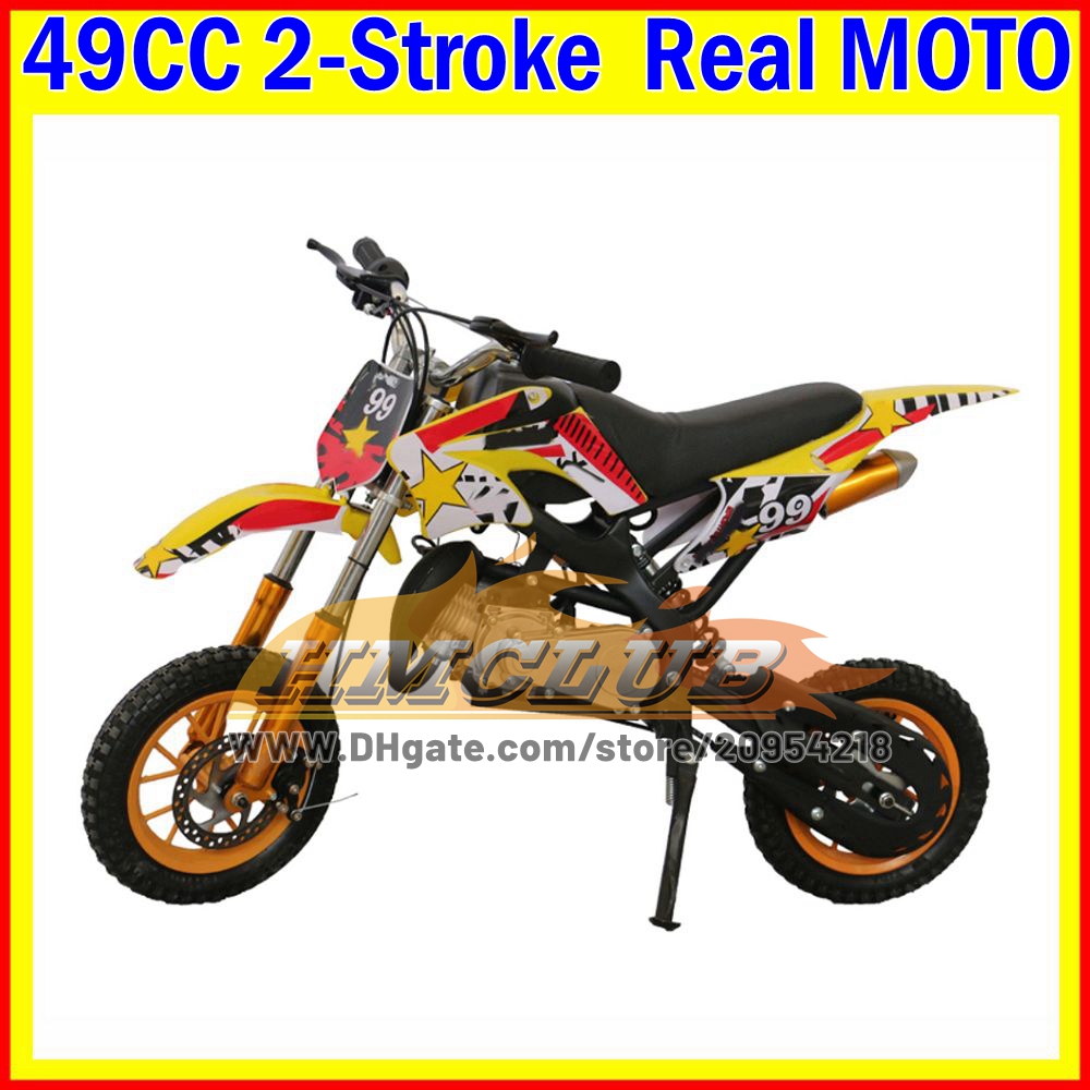 16Colors Real 49 50 CC Mini Motorcycle 2Stroke Dirt Bike Mountain Gasoline Off-road Superbike Small Buggy Moto Bikes Children Racing Motorbike Boy Gir