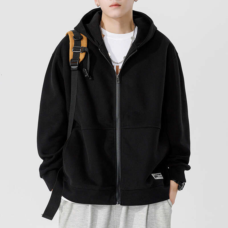 Hooded Cardigan Hoodie Loose Fitting Trendy Brand Solid Color Sports Jacket Couple Outfit Kunhai Pengyun Men's Clothing