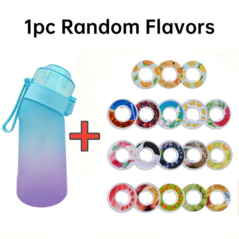 LUSQI 500ml Water Bottle With 1pc Random Flavor Pods Portable Transparent With Straw Leak Proof Suitable for Outdoor Sports 240415