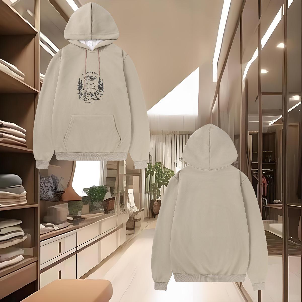 Classic Casual Hooded Sweatshirt Pullover Hoodie Loose Hoodie for Man Woman White Plus Size Warm Fleece Hooded Collar Long Sleeves Casual Beach