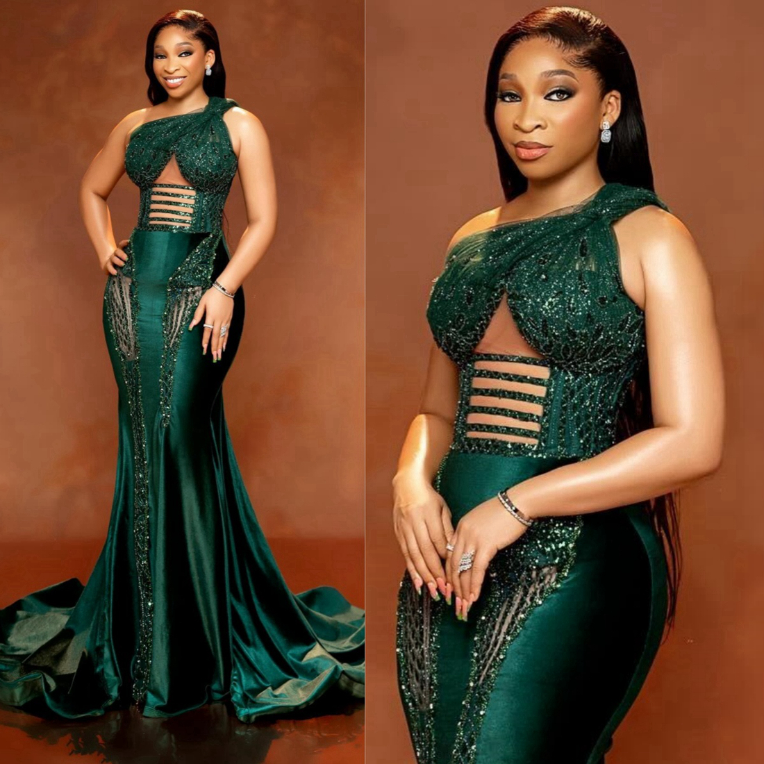 2024 Plus Size Hunter Green Prom Dresses for Black Women One Shoulder Mermaid Formal Dresses for Girls Beaded Lace Illusion Birthday Party Gowns Recep