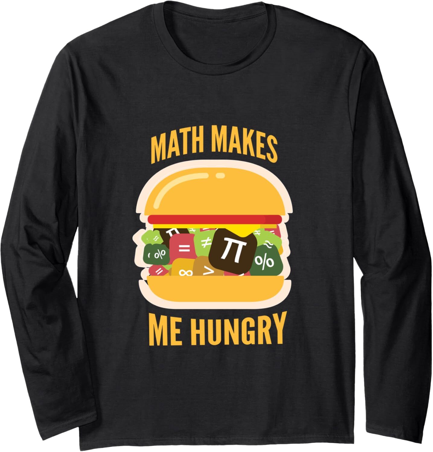 Long Sleeve Shirts for Men sweatshirt Funny Math Makes Me Hungry Cute Burger Math Gift Long Sleeve Tee Streetwear Casual tops clothes cool fashion