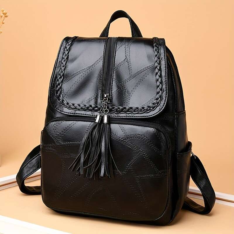 Women's New Soft PU Leather Student Bag, Lady Travel Backpack (Zipper Direction Assorted Varieties)