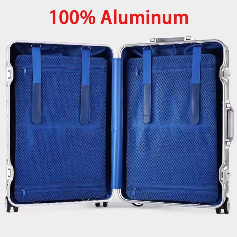 suitcase 100% Aluminum Magnesium Alloy Rolling Lage Metal Password Trolley Case 20 26 30 Inch Carry on Suitcase Trip Cabin 86xy#