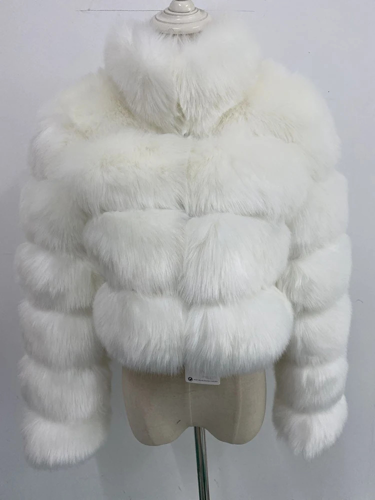 ZADORIN Fashion Short Winter Faux Fox Fur Coat Women Stand Fur Collar Thick Warm Furry Jacket Faux Fur Cropped Top 241115