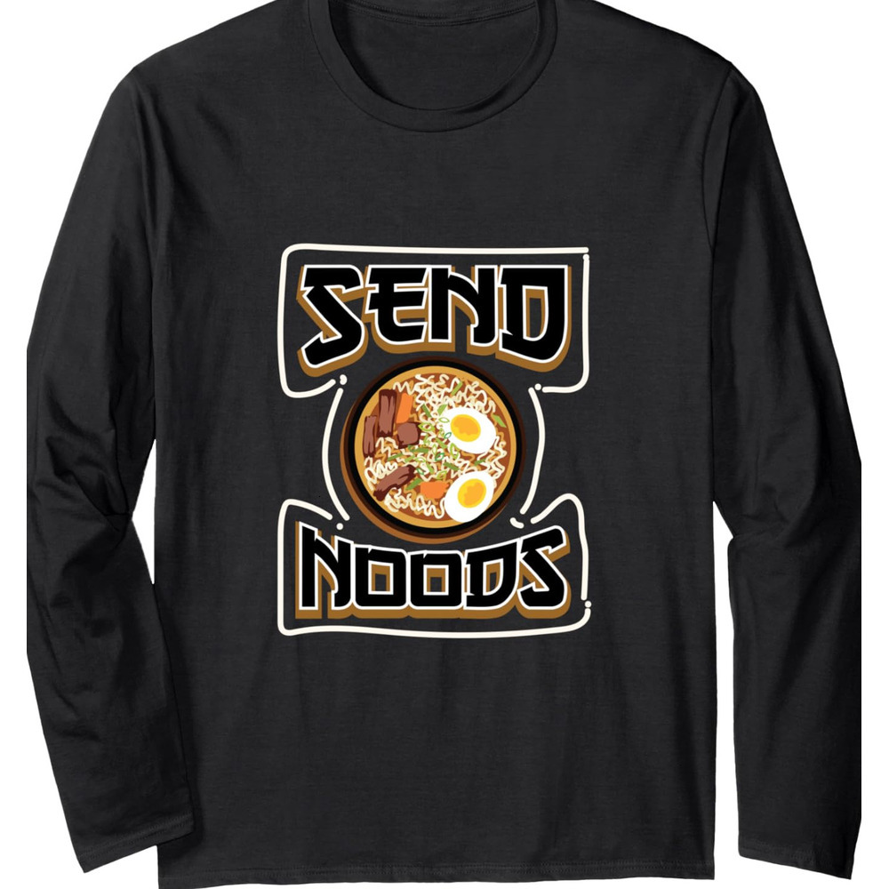 Long Sleeve Shirts for Men sweatshirt Send Noods Funny Ramen Egg noodle Lover Gift Long Sleeve T shirt Tee Streetwear Casual tops clothes cool