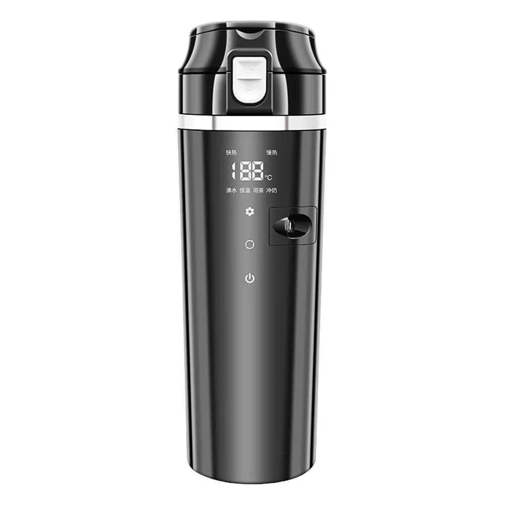 12V24V Car Heating Cup Digital LCD Display Electric Kettle Stainless Steel Heated Smart Mug 500ML Coffee Milk 241115