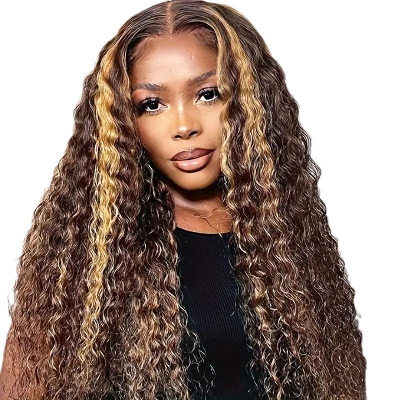 European and American fashion piano color small curly wigs African hot selling front lace 13*4 long curly hair wig