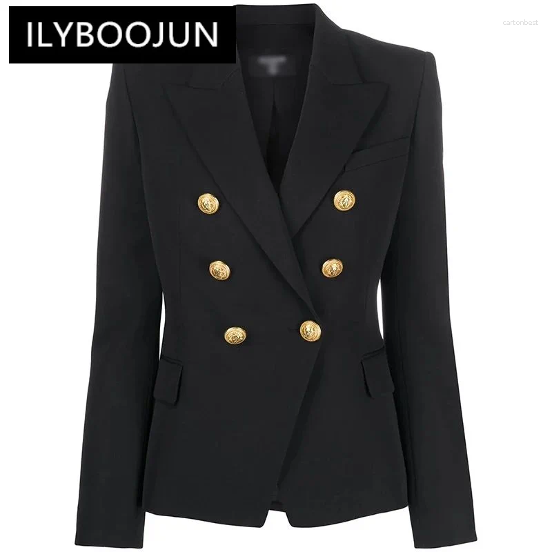 Women's Suits ILYBOOJUN Fashion Women Classic Design European Style Spring Fall Fitness Slim OL All-mtach Black Blazer High Quality
