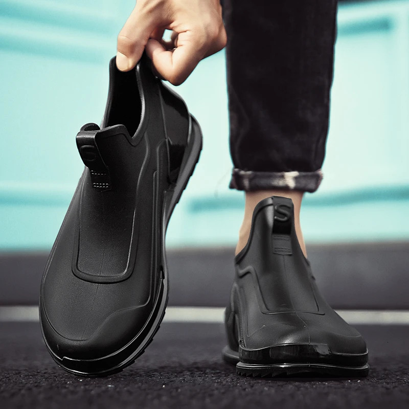 Anti slip rain shoes mens rain boots waterproof shoes kitchen rubber shoes overshoes car washing fishing shoes 241114
