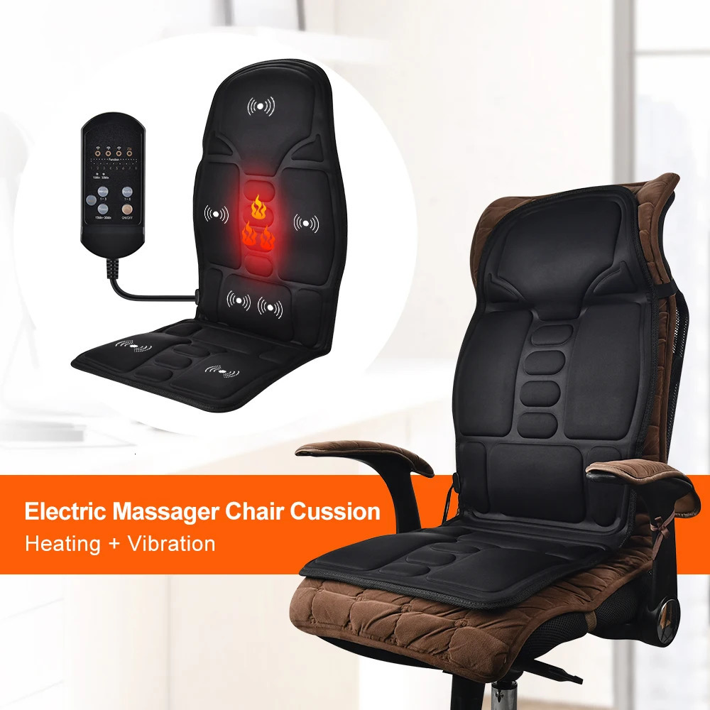 Electric heated vibrating back massager used for car seats office chairs waist and neck pain relief vibrating pads shoulder and back massage pads 2411