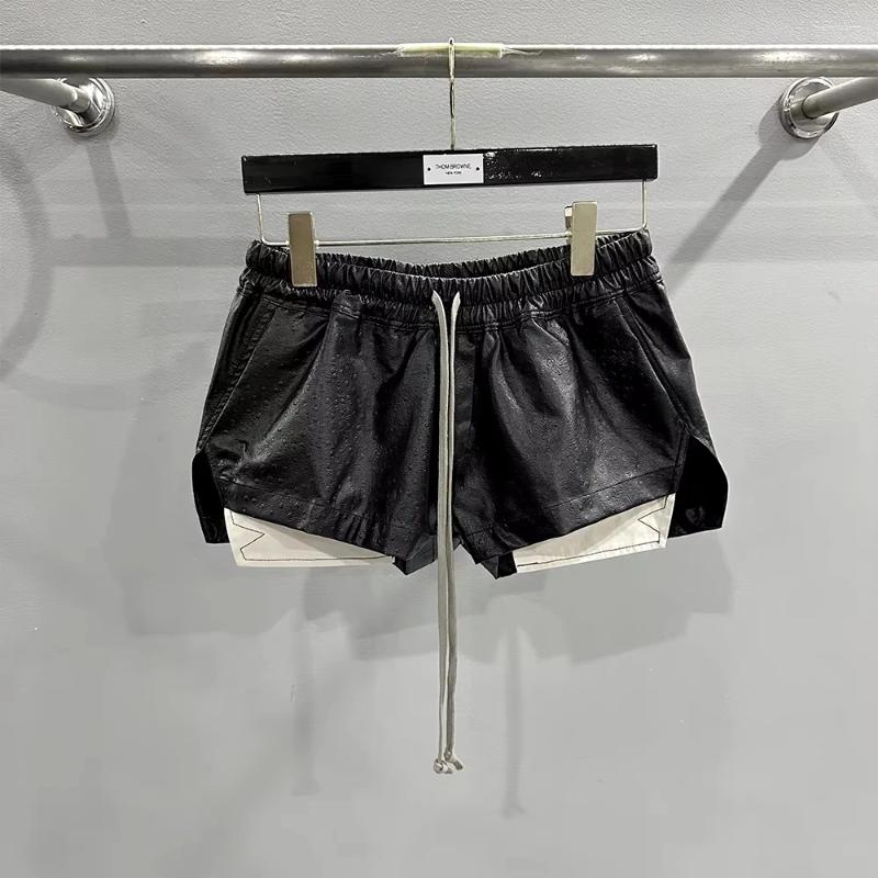 Women's Shorts High Street Versatile Pu Leather Lace-up High-waisted Commuter Exposed Edge Four Corner Pockets Casual Pants 2024