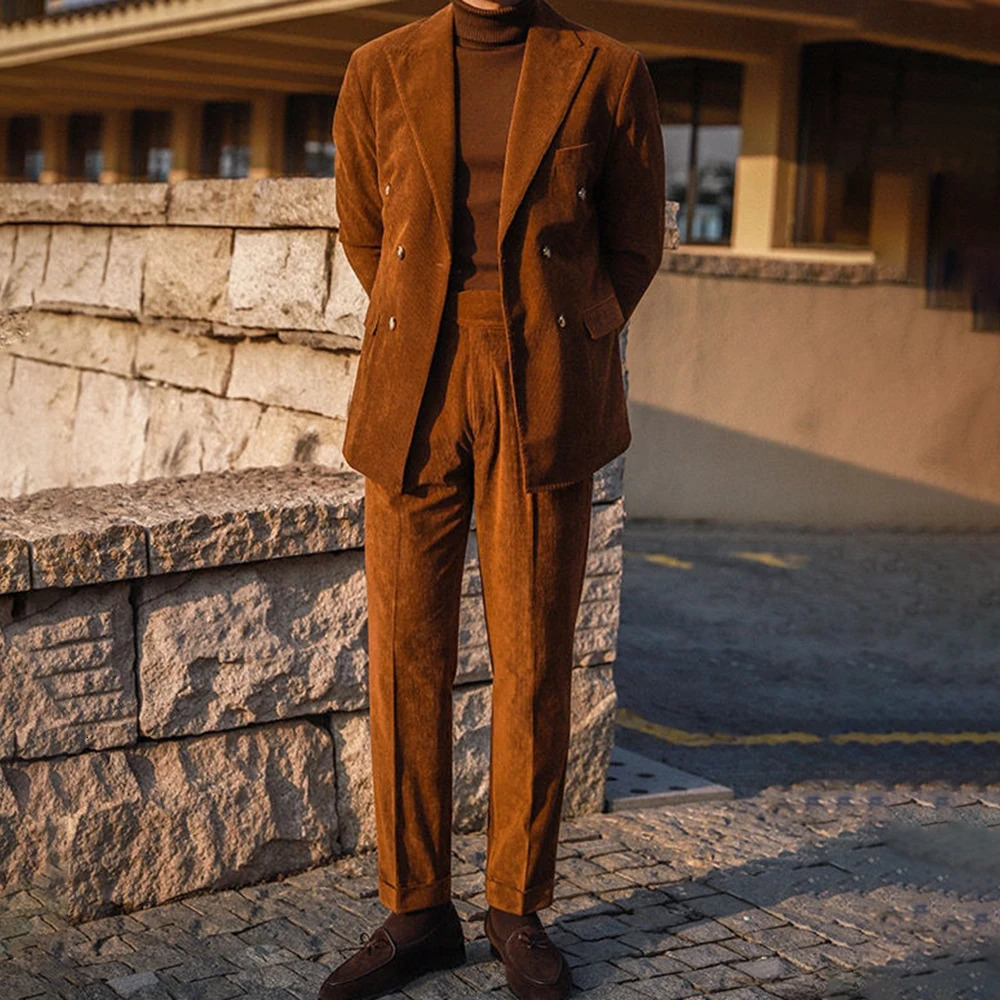 Mens Gurkha Trouser Corduroy Side Buckle Adjustable Waist Casual Set Pants Autumn Business Full Straight Wear 241115