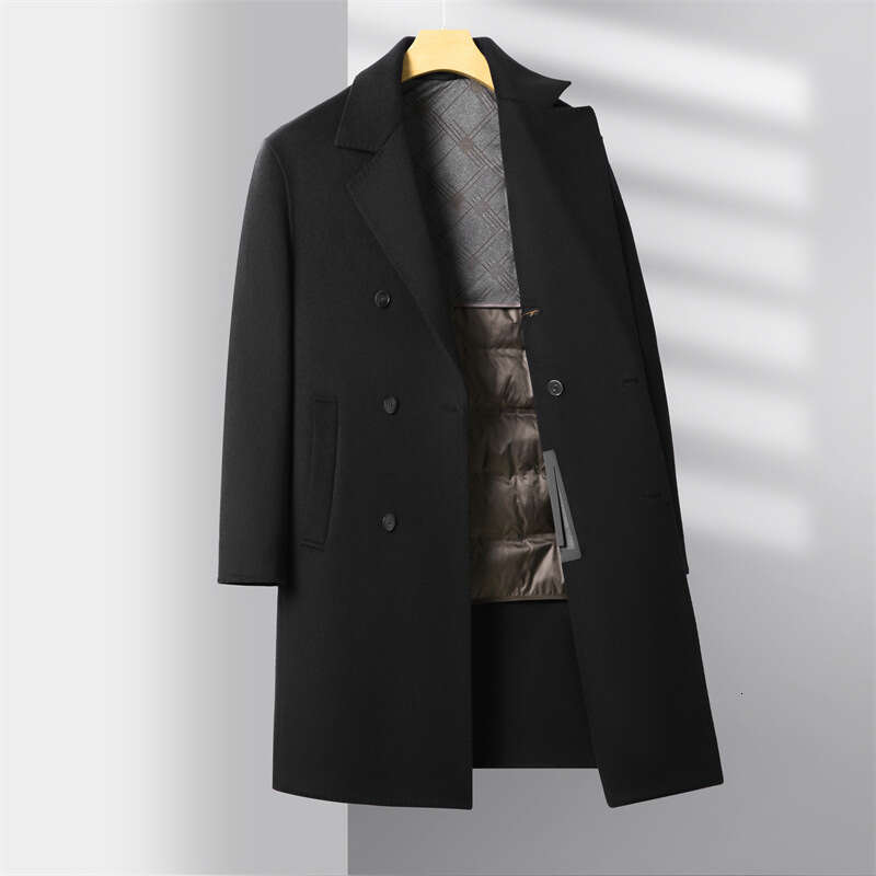 Autumn And Winter Business Commuting Double-Sided Woolen Mid Length Casual Suit Collar, Middle-Aged Coat, Trendy Men's New Style