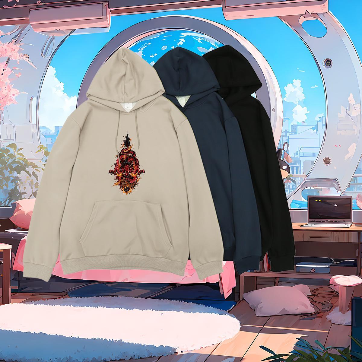 Free Shipping Hoodie Men DIY Logo Oversized Loose Fit Hoodie Pullover Clothings Hip Hop Street Thick Fleece Hooded Collar Long Sleeves