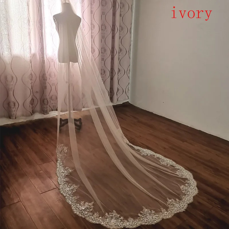 Bridal Wedding Veil Sparkling Pearl sequins Lace Cathedral Wedding Accessories Hair Accessories 2024 Veil Customization 241115