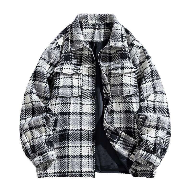 NASA Plaid Men's Autumn Winter New Trend Versatile Lapel, Cool And Loose Casual Small Fragrance Couple Jacket