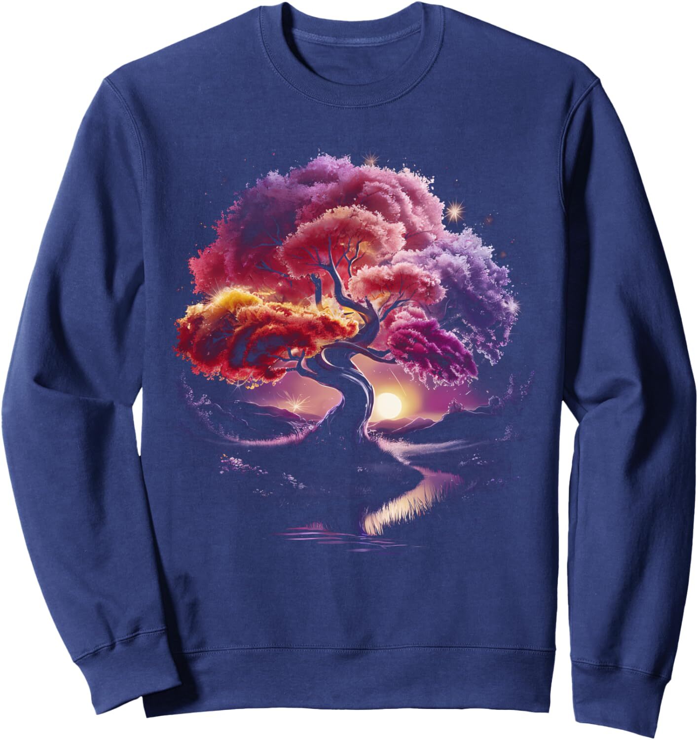 Long Sleeve Shirts for Men sweatshirt Fantasy Tree Landscape Nature Lover Art Design Graphic Tees Sweatshirt T shirt Tee Streetwear Casual tops clothe