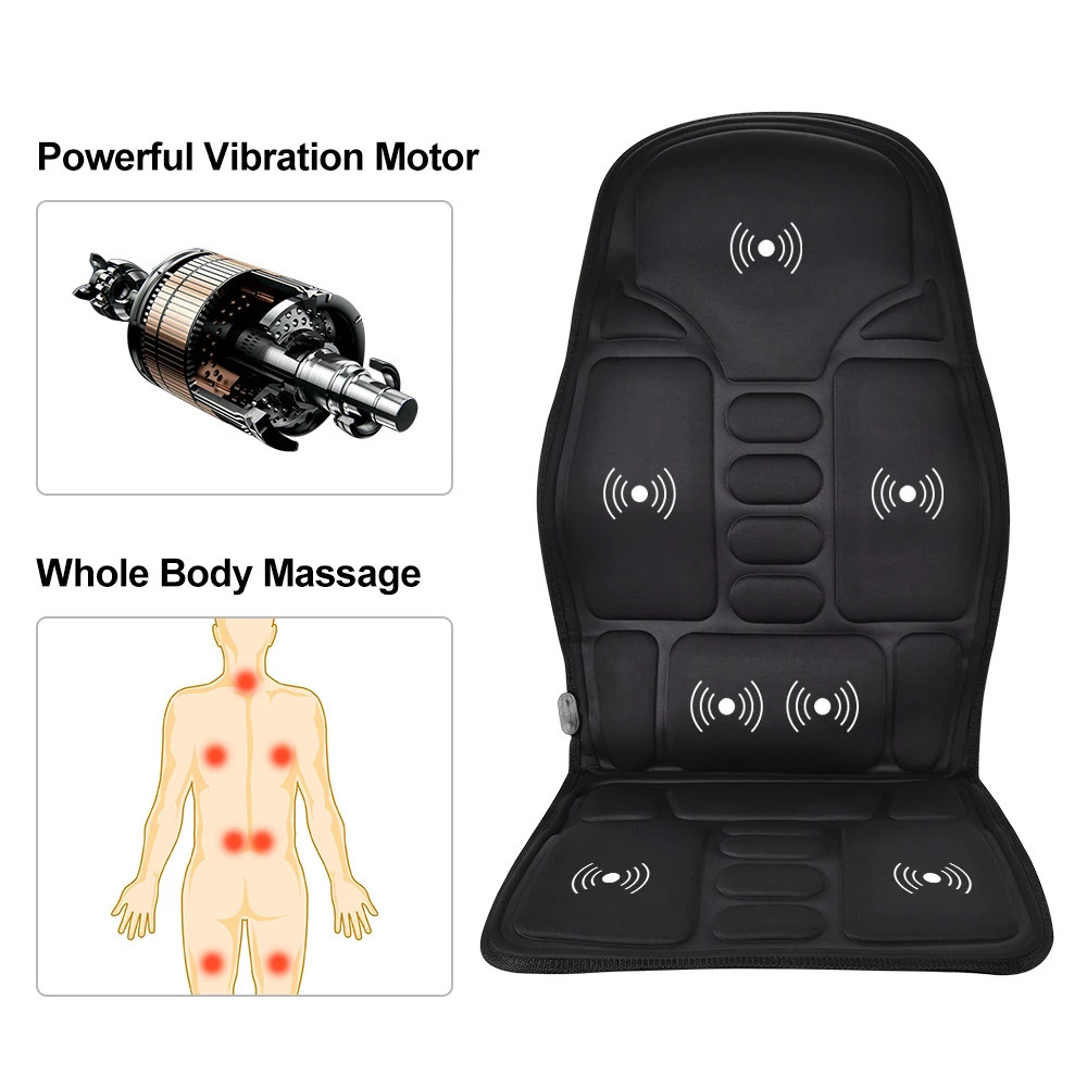 Electric heated vibrating back massager used for car seats office chairs waist and neck pain relief vibrating pads shoulder and back massage pads 2411