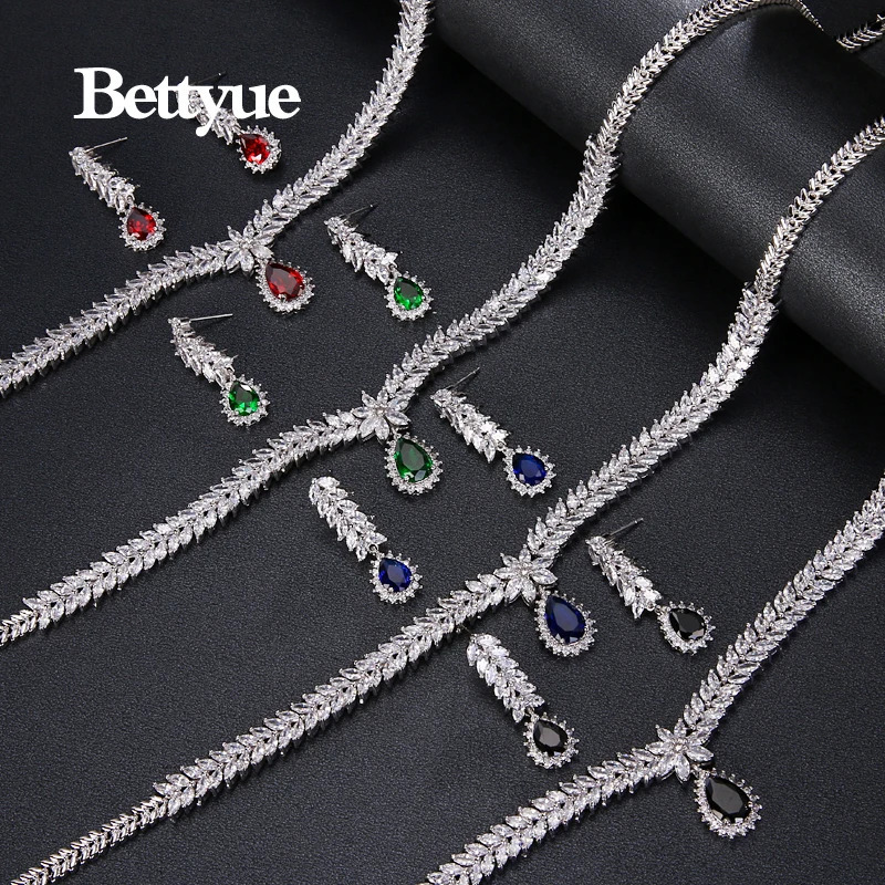 Bettyue charming fashion elegant cubic zirconia multi-color European and American style wholesale jewelry set womens decoration 241115
