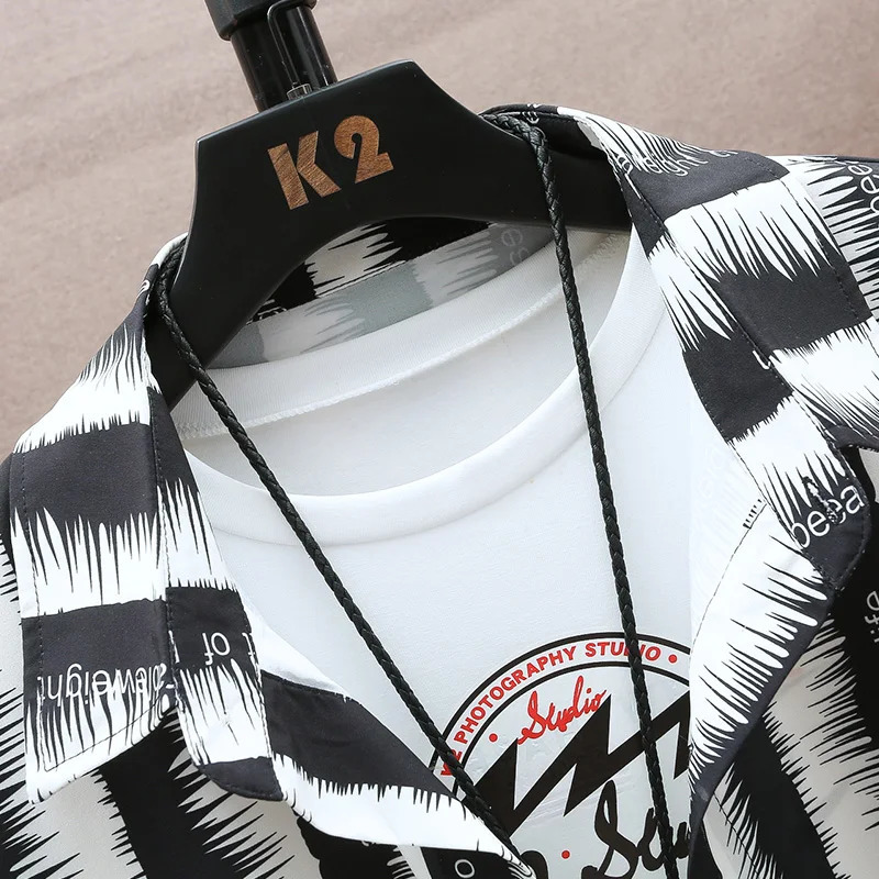 Summer Tracksuit Short Sleeve Shirt Shorts Set Men Sport Suit stripe Casual 2 Piece Outfits Male Sportwear Clothes For 240410