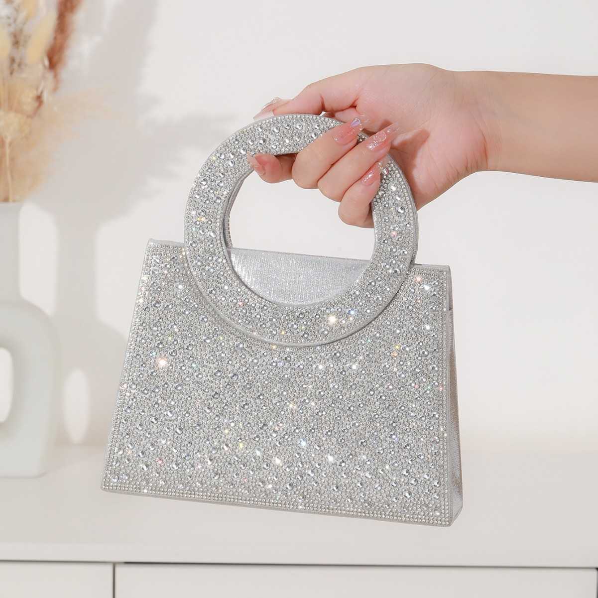 Design Sense Hot Stamping Diamond Water Diamond Shiny Crossbody Dinner Bag Wedding Party Niche Handbag