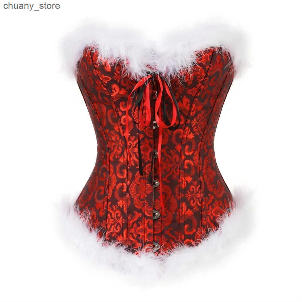 Belts Christmas Corset for Women Halloween Bustiers Feather Corsets Gothic Party Night Corsage Korsett Burlesque Costumes Plus Size L240910