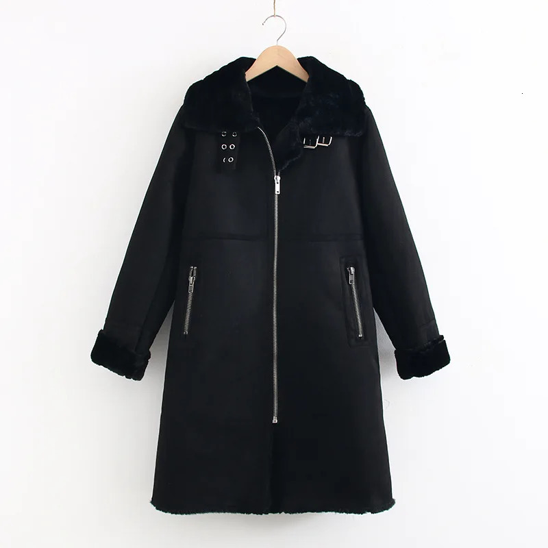 Winter thick warm long suede jacket Parka Trench synthetic wool sheepskin coat retro womens coat 241115