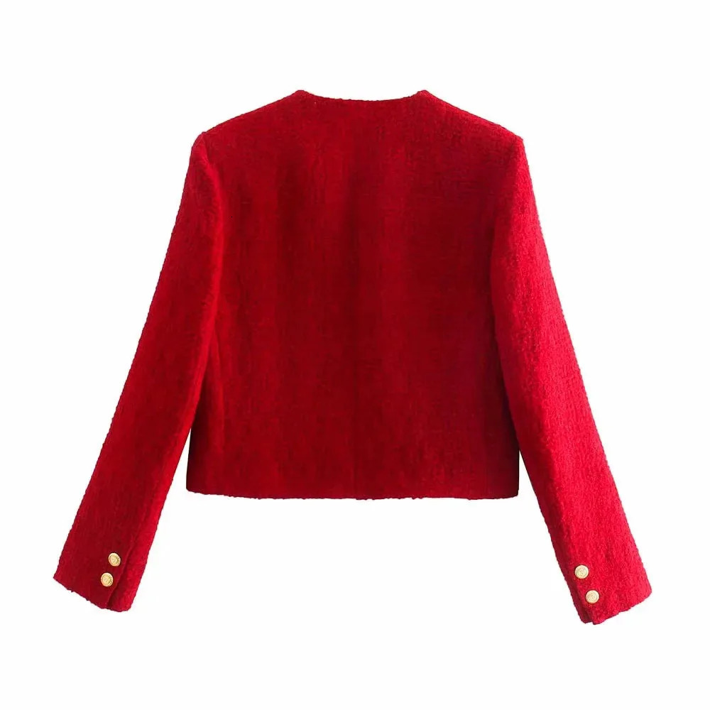 XEASY Tweed Women Two-piece Set Dark Red Vintage Office Lady Double Breasted Blazer Female Slim High Waist Mini Skirt Suit 241114
