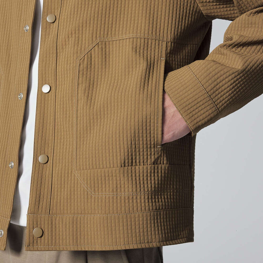 Mokaike Plaid Texture Workwear 2024 Autumn New Simple Lapel Men's Jacket 81220