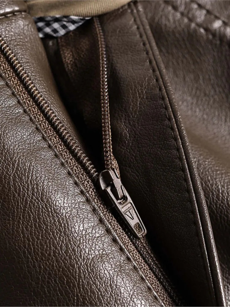 ZUZK Womens PU Leather Pencil Pants High Quality Autumn Winter Elastic Waist Warm Ankle Elegant Trousers 241115