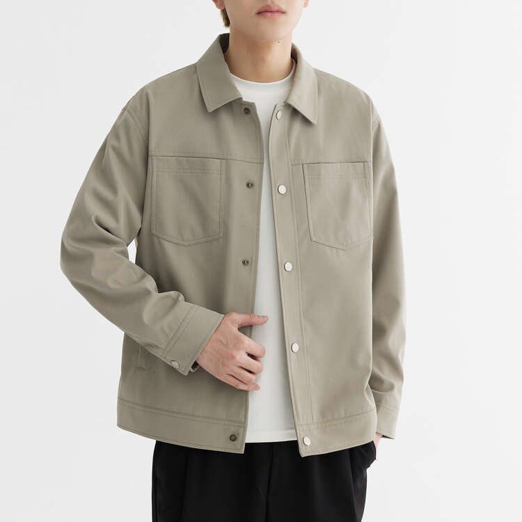 Wuge Solid Color Simple Basic Lapel Men's 2024 Spring New Style Trendy Versatile Casual Jacket Men