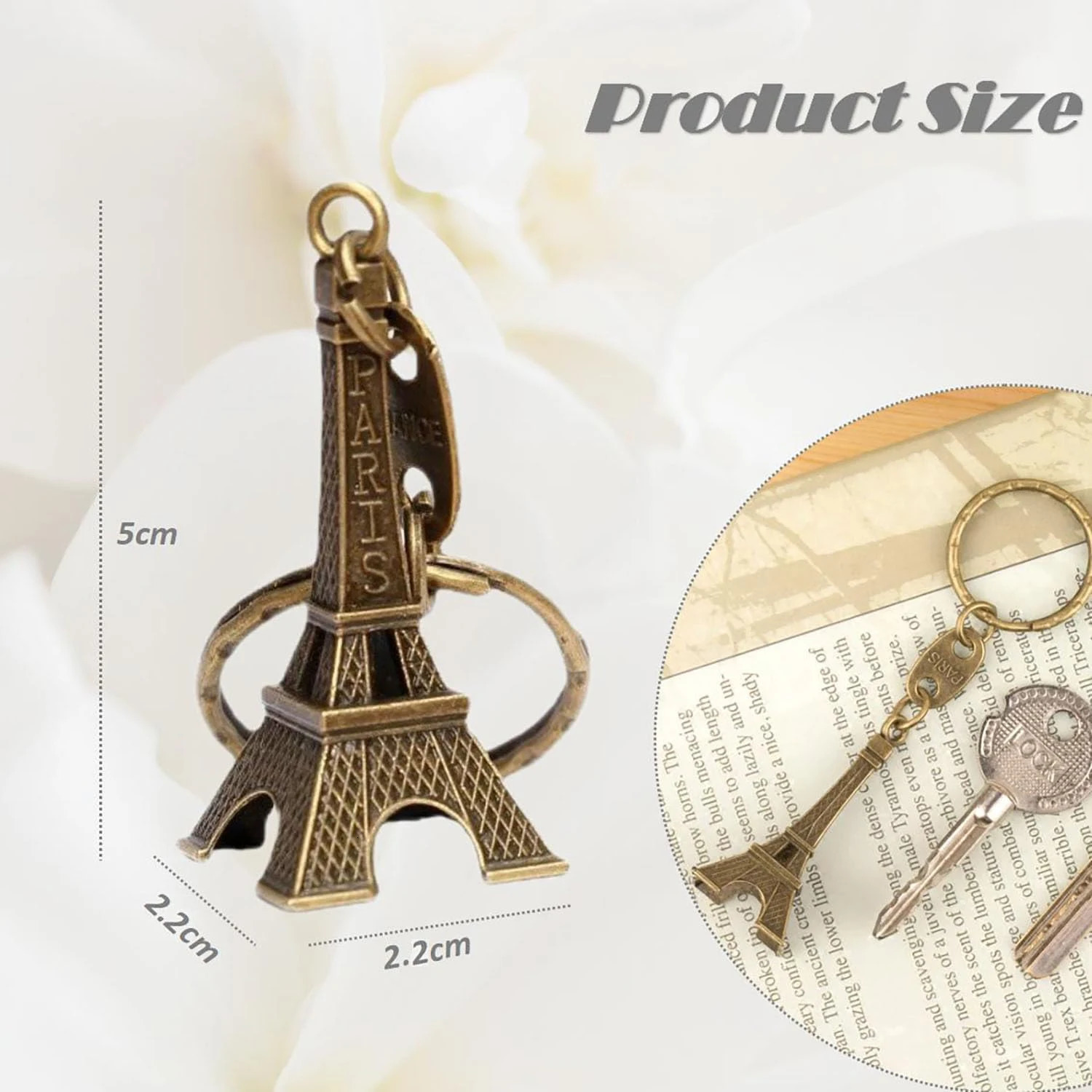 15 pieces of 3D Eiffel Tower keychains with retro decorations French souvenirs keychains with metal splicing French souvenirs Paris keychains 241115